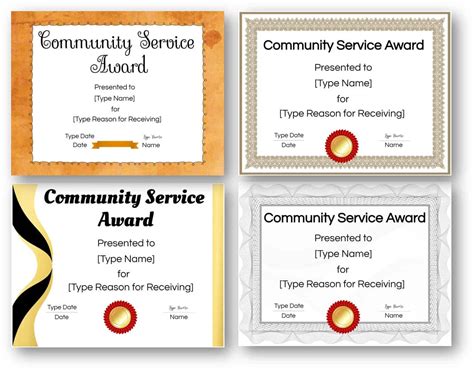 FREE Printable and Editable Community Service Award.